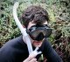Scuba diving snorkelling mask black and white