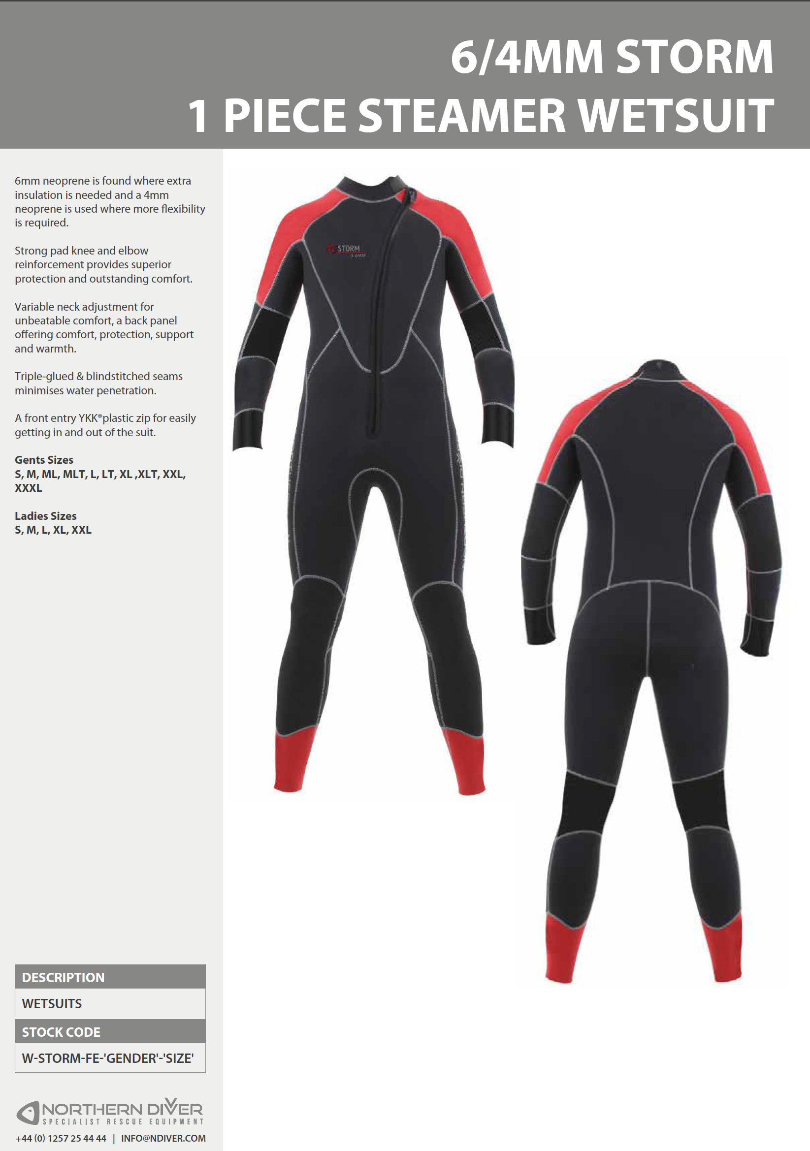 Storm Wetsuit Data Sheet