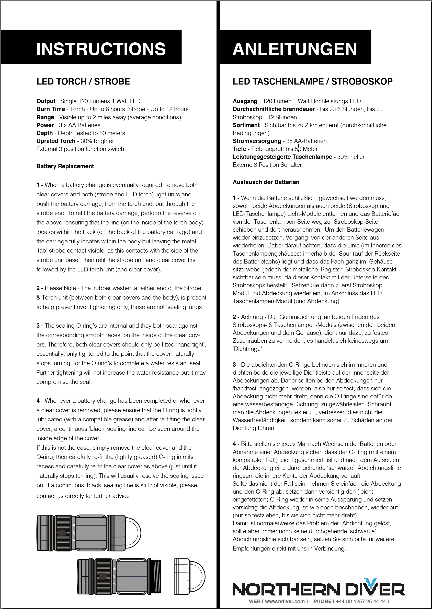 Strobe Led Torch Instructions