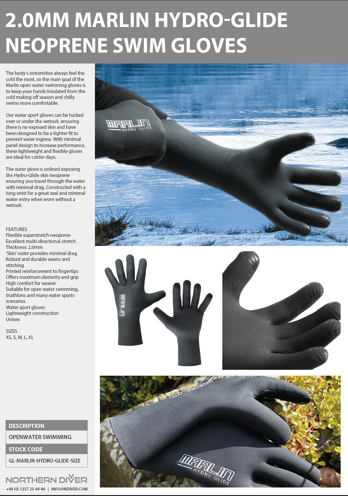 Marlin Swim Gloves Data Sheet