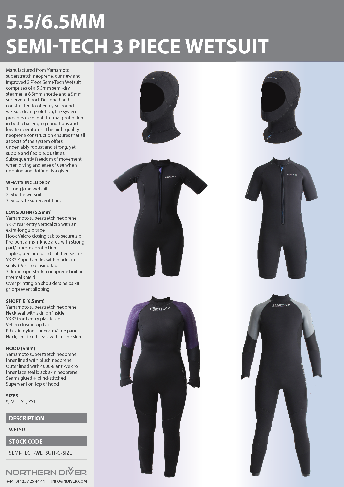 Semi Tech Wetsuit Data Sheet