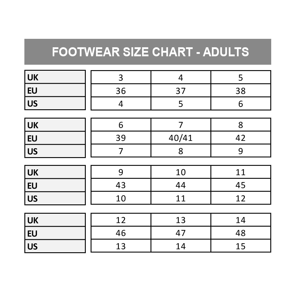 FOOTWEAR SIZE CHART 